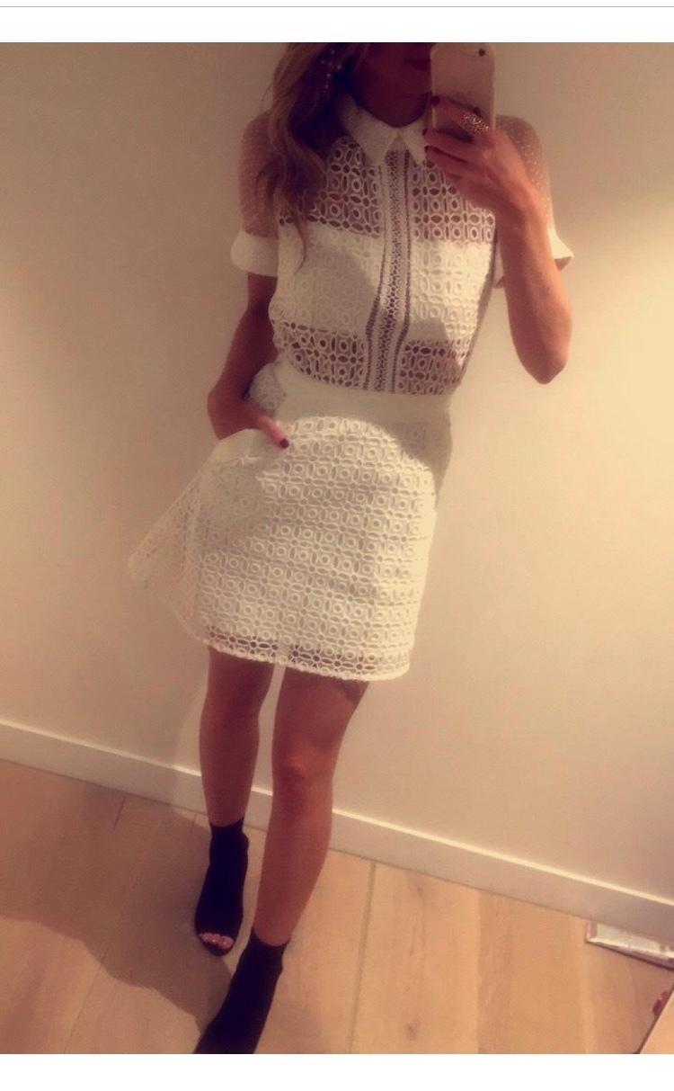 Self Portrait Pattern Play Lace Dress White Size 6 - Image 3