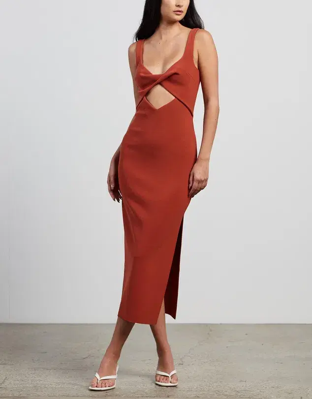 BEC + BRIDGE Joelle Midi Dress ORANGE Size AU 6 - Image 1