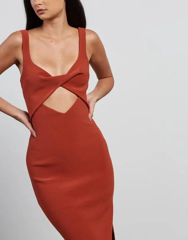 BEC + BRIDGE Joelle Midi Dress ORANGE Size AU 6 - Image 2