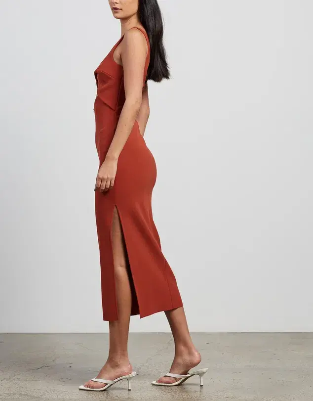 BEC + BRIDGE Joelle Midi Dress ORANGE Size AU 6 - Image 3