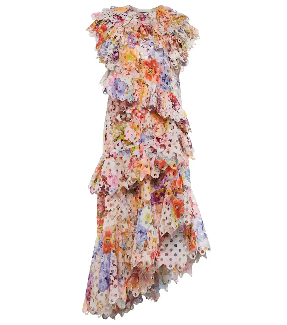 Zimmermann Prima Frilled Gown in Patchwork Floral Print Size 0 / AU 8 - Image 4