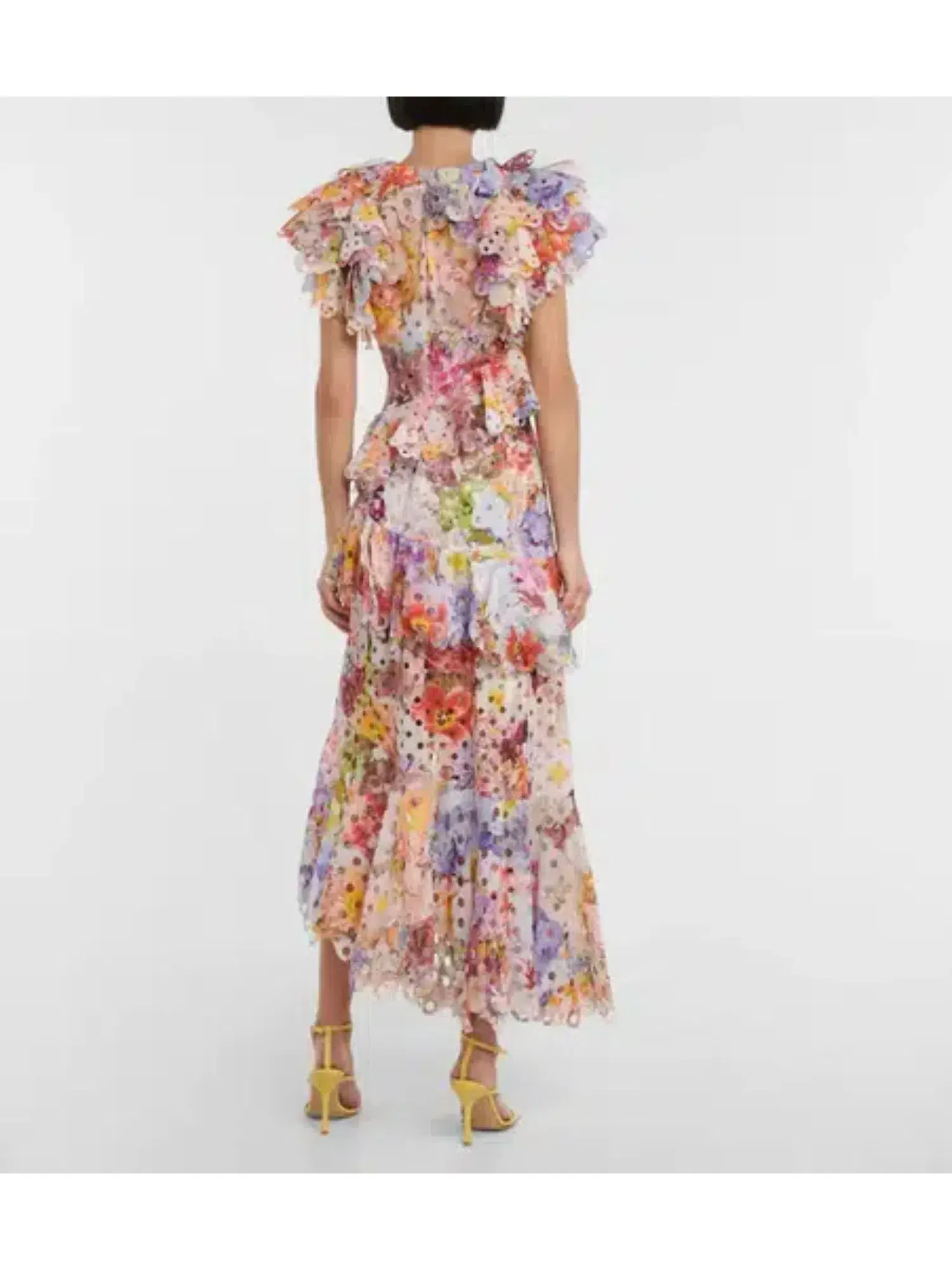 Zimmermann Prima Frilled Gown in Patchwork Floral Print Size 0 / AU 8 - Image 3