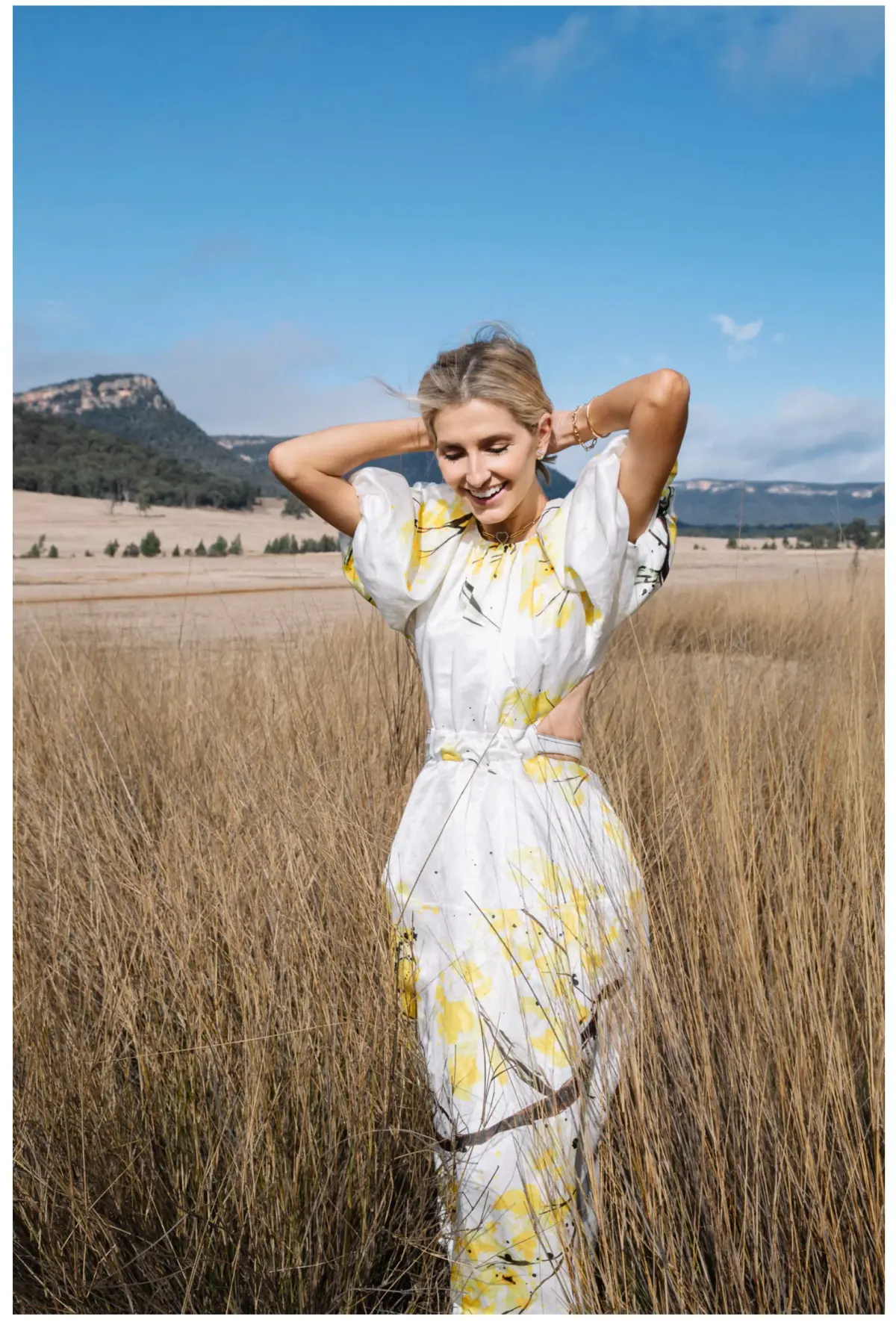 Aje Mimosa Cut-out Midi Dress In Wattle Print Size 8 - Image 4
