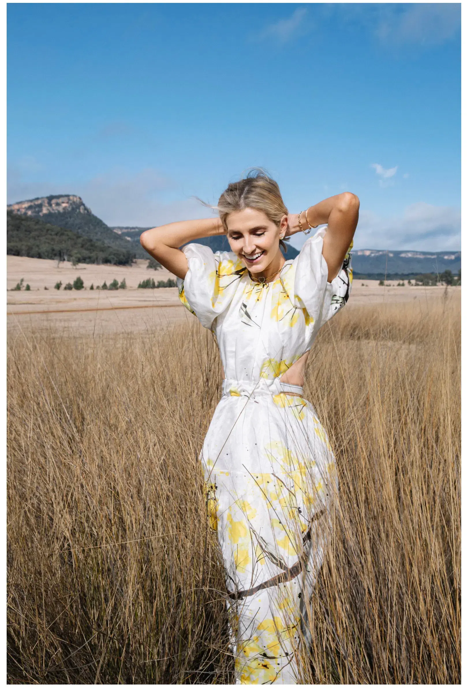 Aje Mimosa Cut-out Midi Dress In Wattle Print Size 8 - Image 4