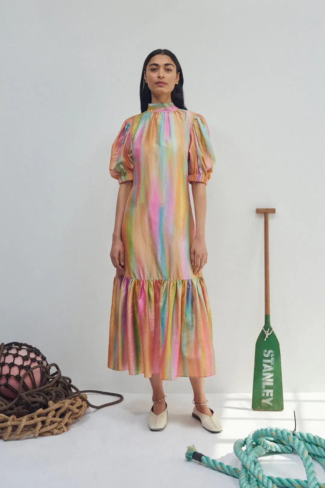Alemais Rainbow Midi Dress Print Size 14 - Image 1