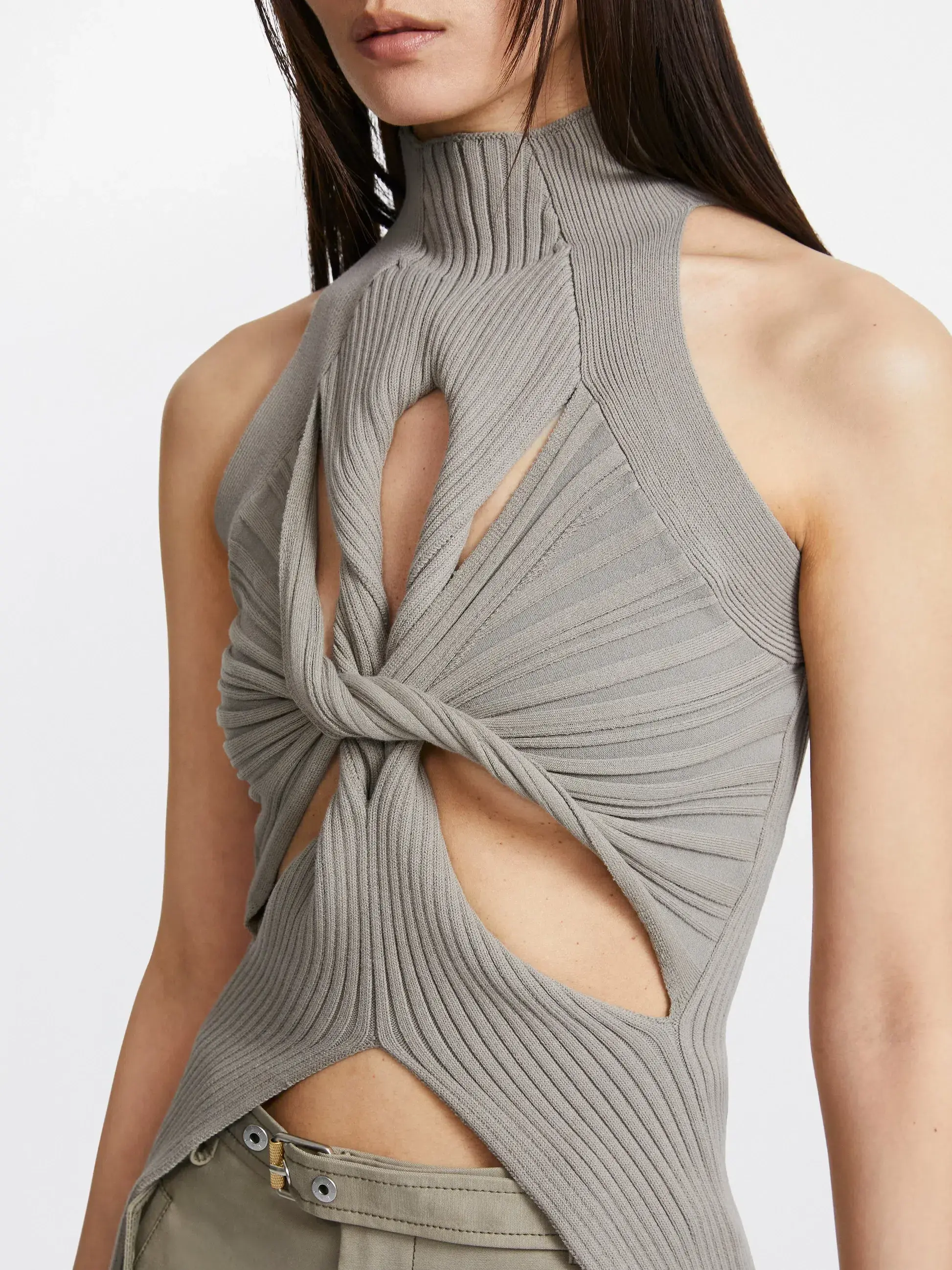 Dion Lee Muscular Twist Tank Stone Grey Size 6 - Image 2