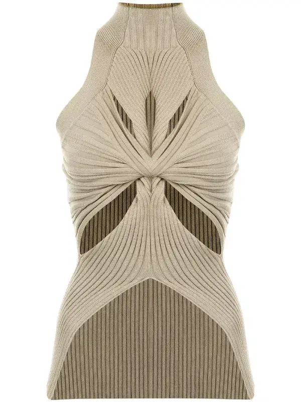 Dion Lee Muscular Twist Tank Stone Grey Size 6 - Image 3