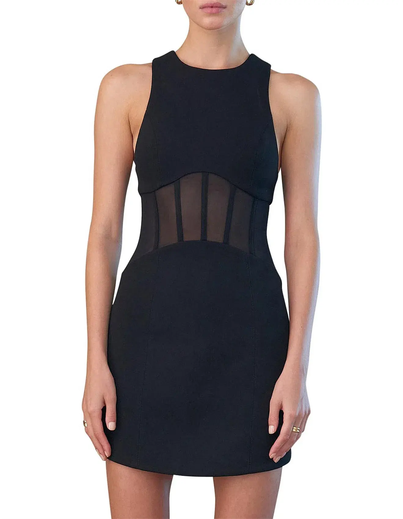 Misha Coco Bonded Crepe Mini Dress Black Size 10/M - Image 1