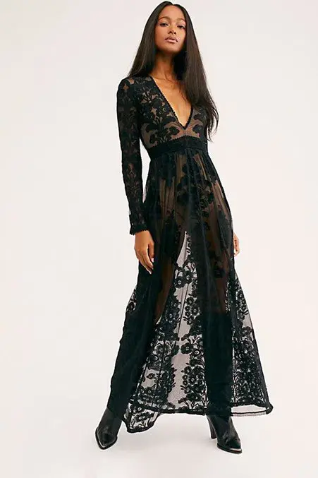 For Love & Lemons Temecula Maxi Dress Black Size M - Image 1