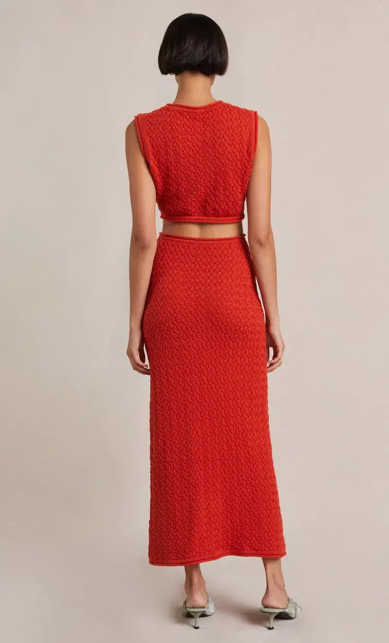 Bec & Bridge Effie Knit Cut Out Maxi Dress Red Size 14  - Image 3