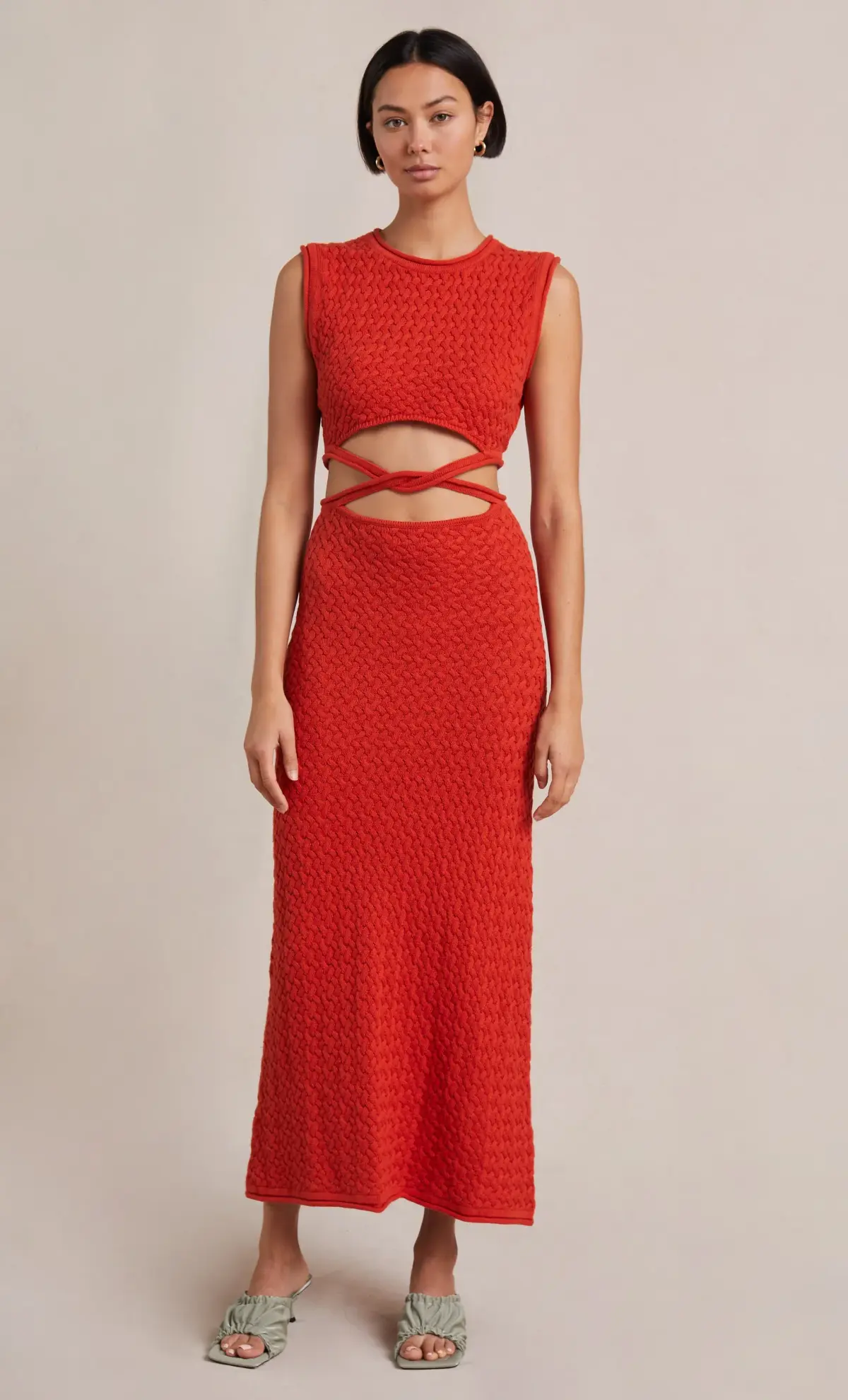 Bec & Bridge Effie Knit Cut Out Maxi Dress Red Size 14  - Image 1