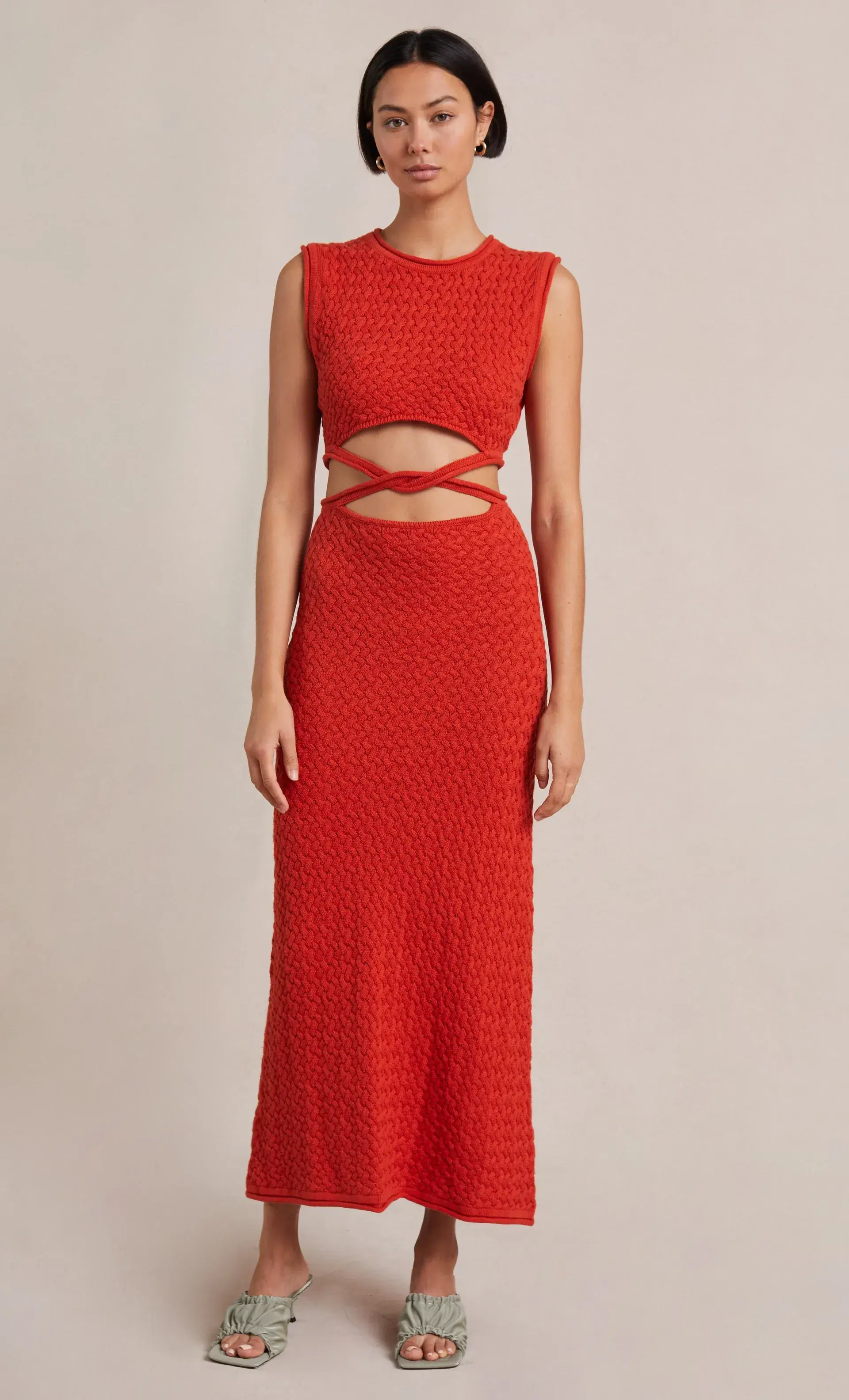 Bec & Bridge Effie Knit Cut Out Maxi Dress Red Size 14  - Image 1