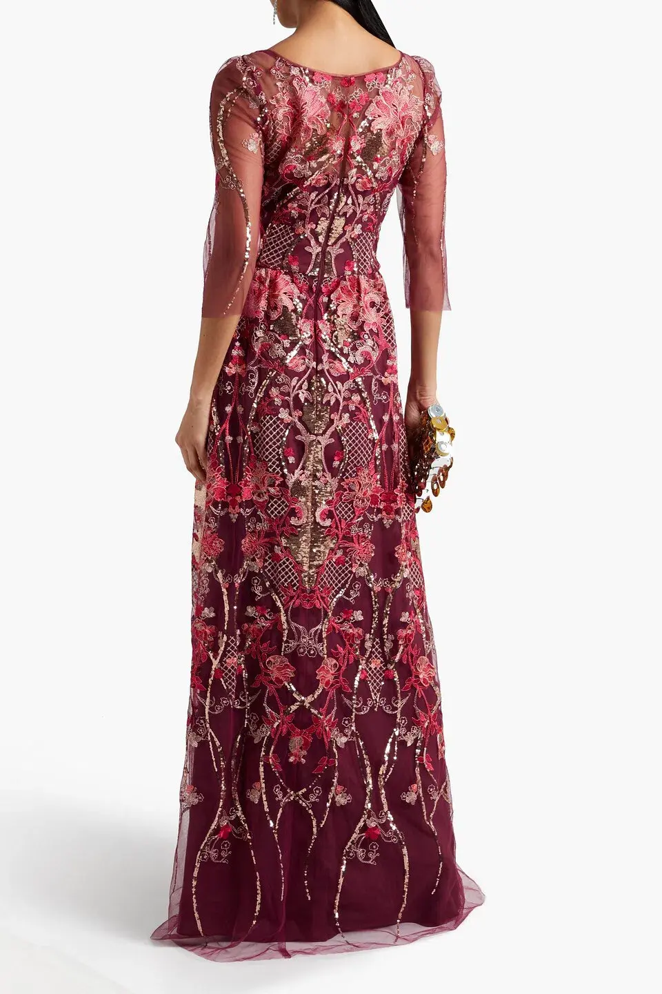 Marchesa Notte Embellished Tulle Gown Red Size 8 - Image 2