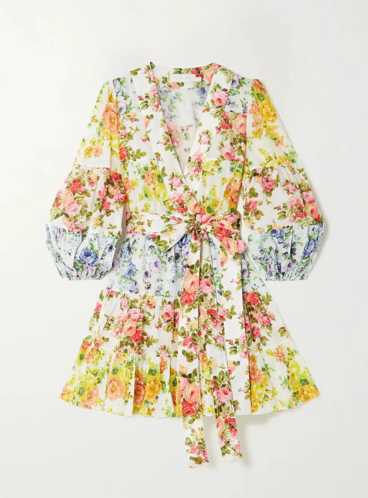 Zimmermann Net-Sustain Tiered Organic Linen Mini Wrap Dress Floral Size 1 / AU 10 - Image 5
