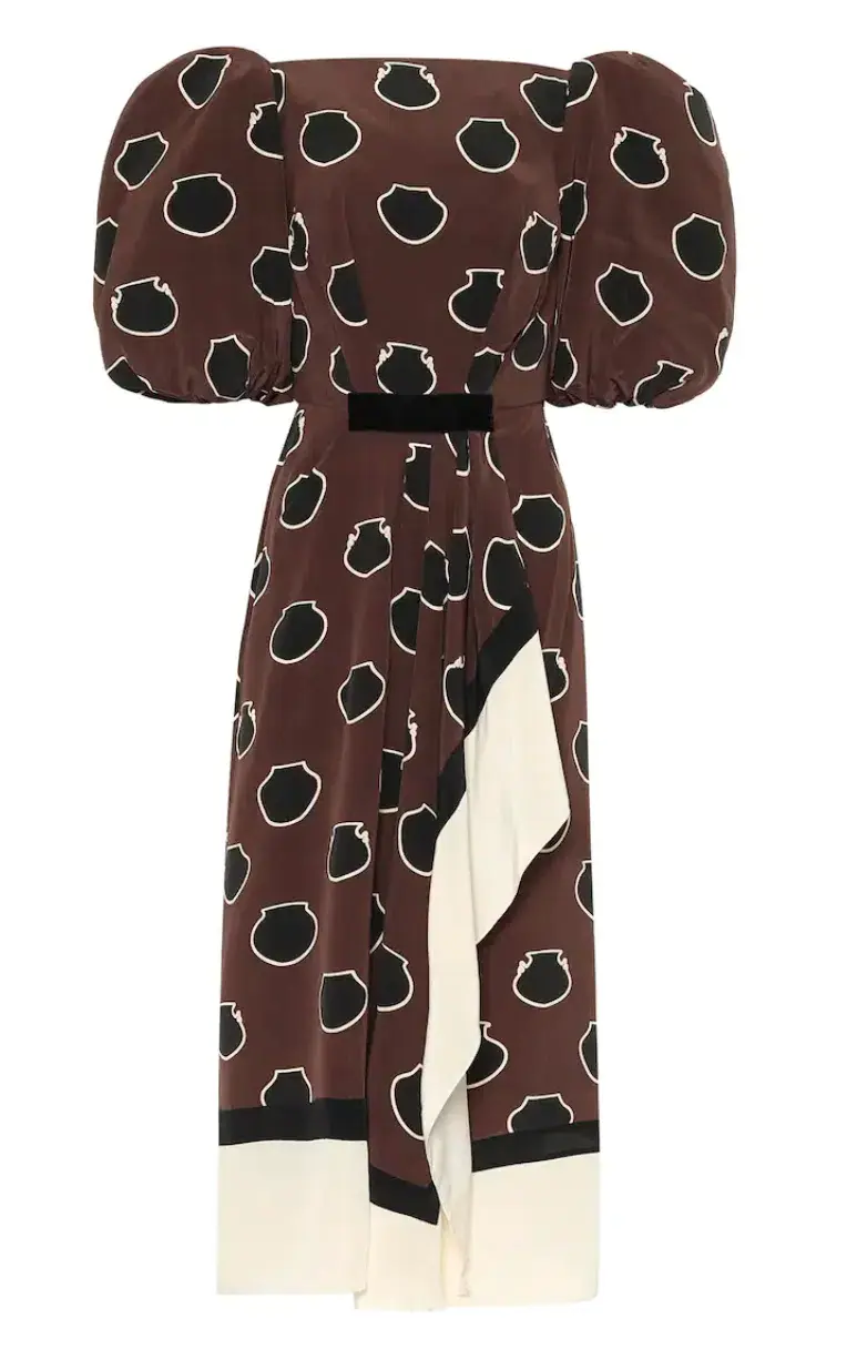 Johanna Ortiz Unexpected Territory Puff-Sleeve Silk Dress Size 2 for rent on The Volte - main image