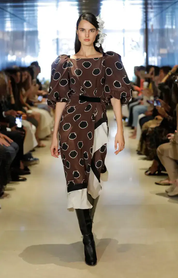 Johanna Ortiz Unexpected Territory Puff-Sleeve Silk Dress Size 2 for rent on The Volte - main image