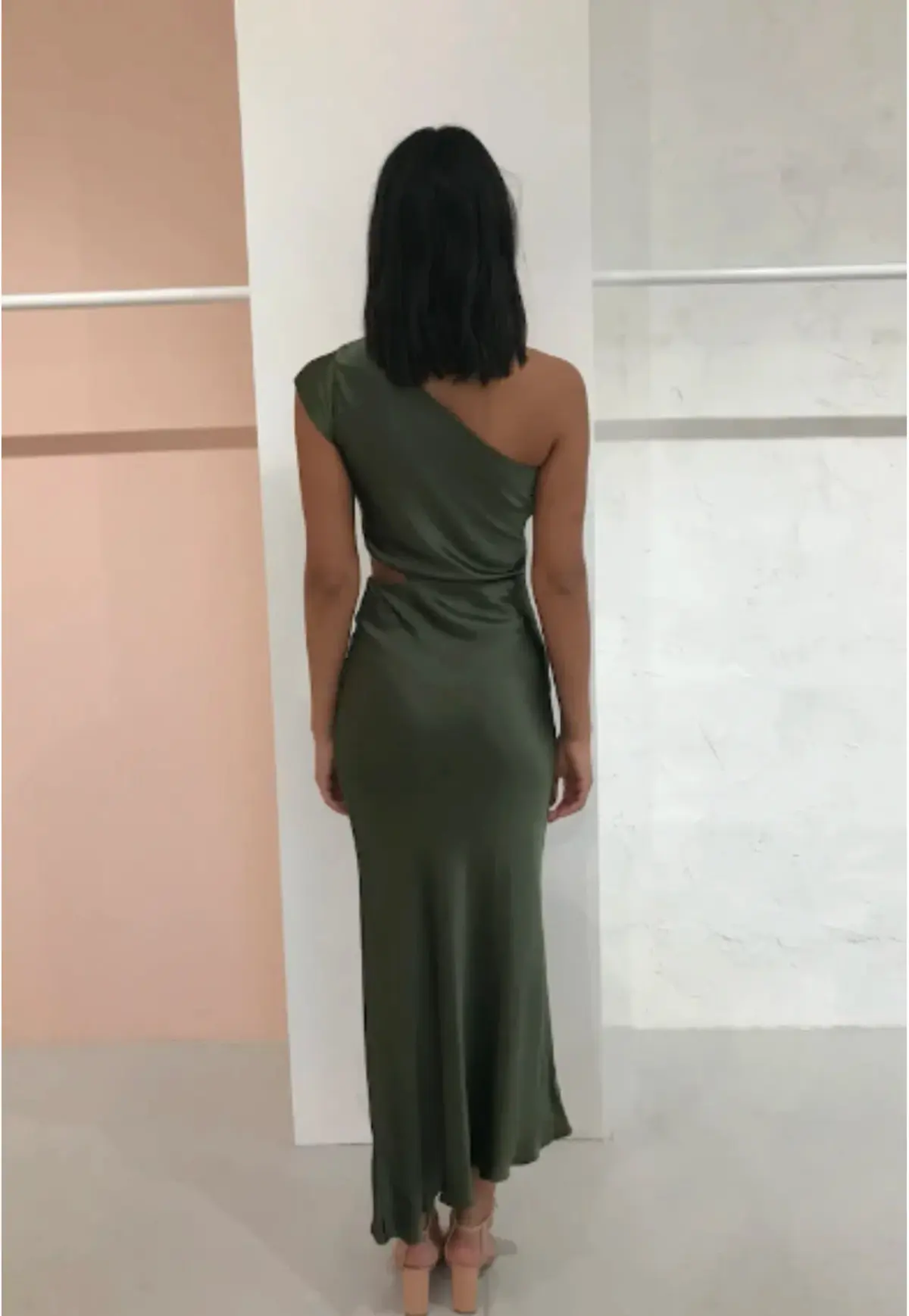 Bec & Bridge Delphine Asymmetric Midi Dress Green Size 6 - Image 4