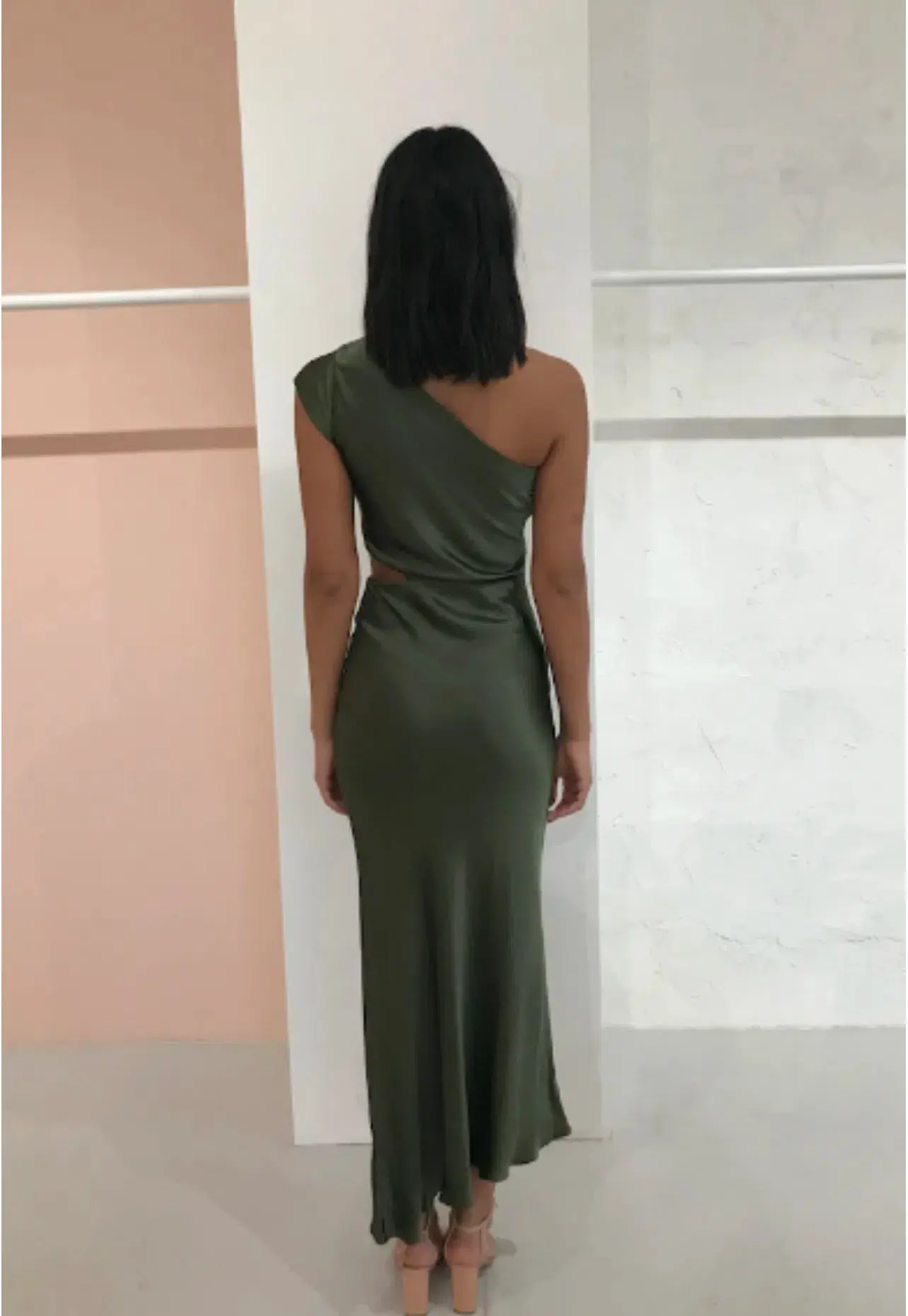 Bec & Bridge Delphine Asymmetric Midi Dress Green Size 6 - Image 4