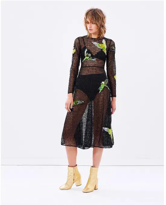 Romance Was Born Budgie Dress Black Green Sequin Size 10 - Image 1