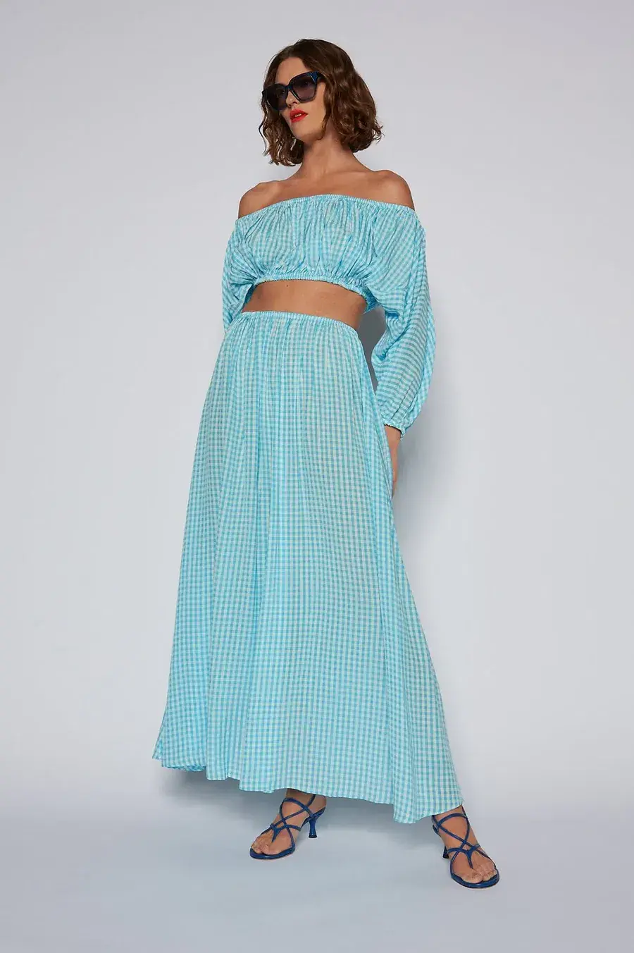 Scanlan Theodore Gingham Cutout Dress in Blue Size 8 - Image 3