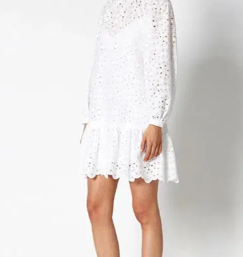 Scanlan Theodore Embroidered Cotton Mini Dress White Size 8 - Image 2