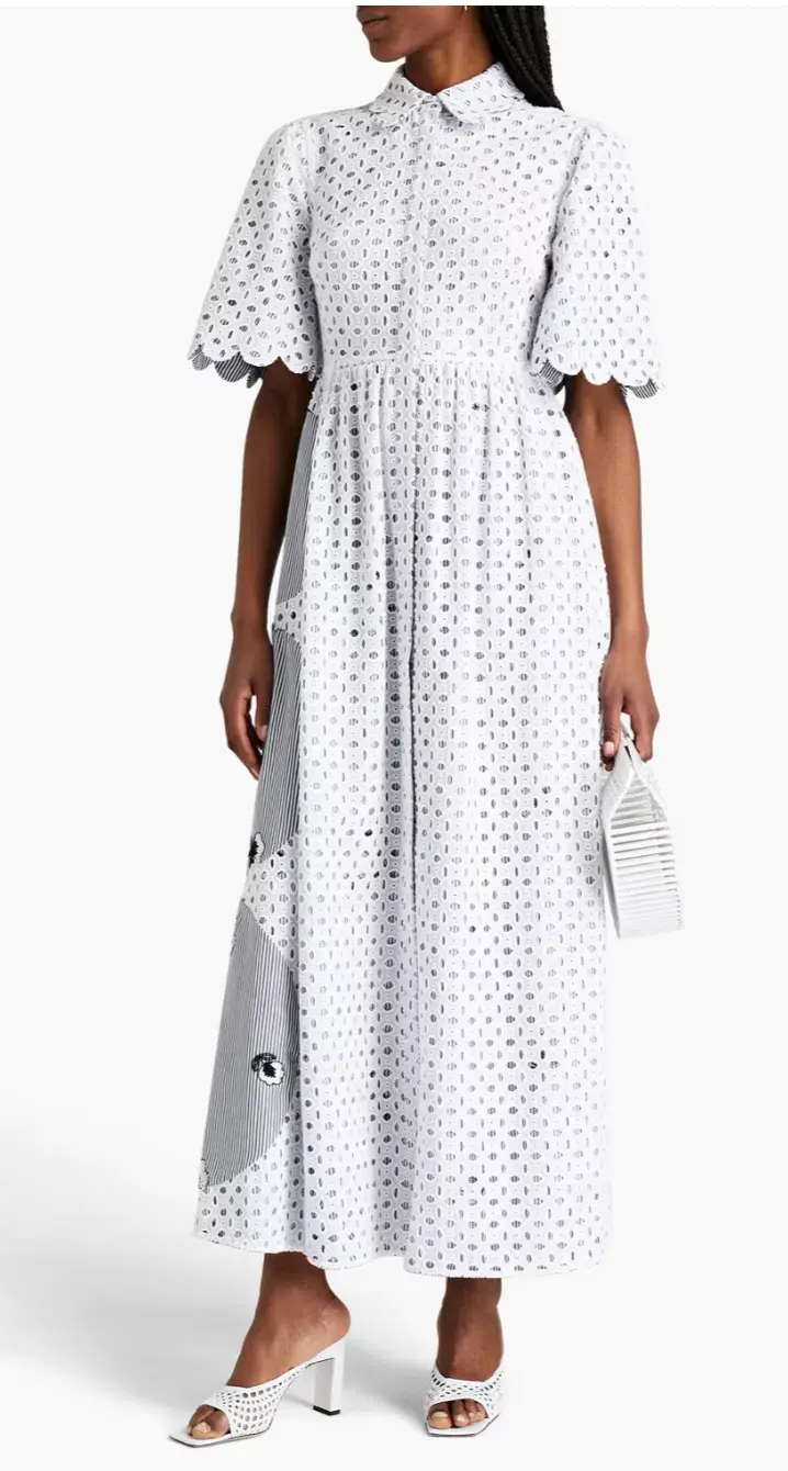 Huishan Zhang Reversible Broderie Anglaise Dress Print White Size AU 6 - Image 3
