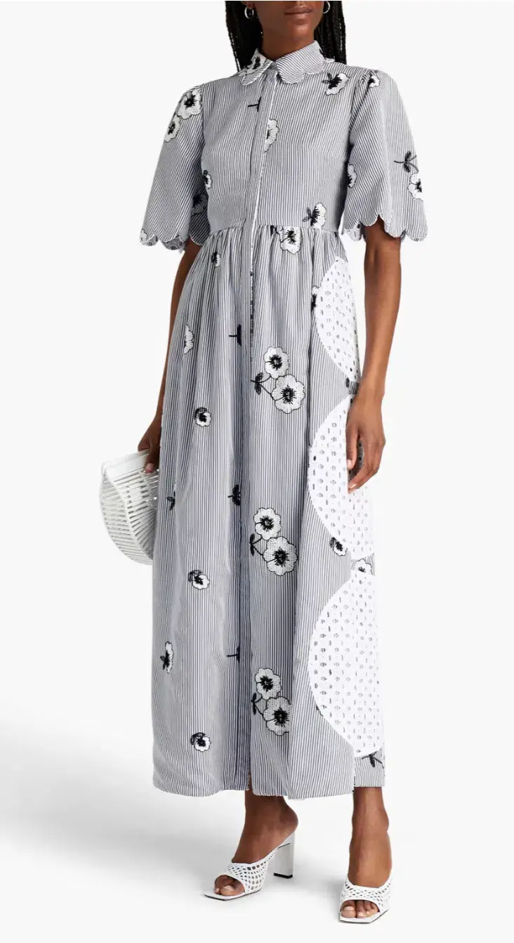 Huishan Zhang Reversible Broderie Anglaise Dress Print White Size AU 6 - Image 1