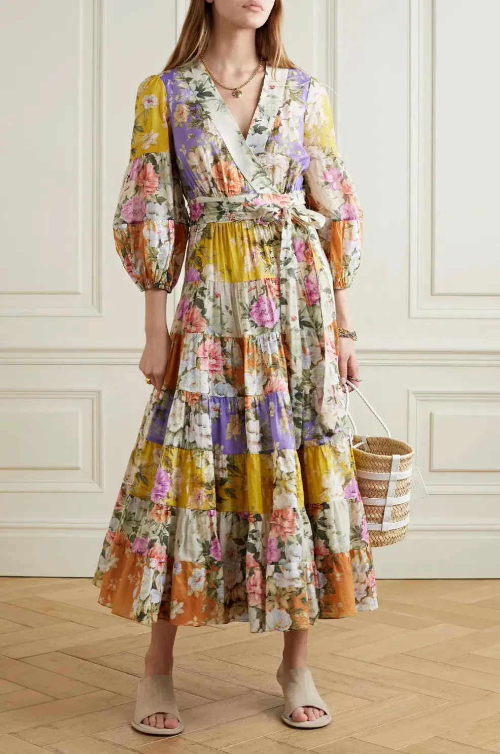 Zimmermann Pattie Wrap Midi Wrap Dress Print Size 4  - Image 2