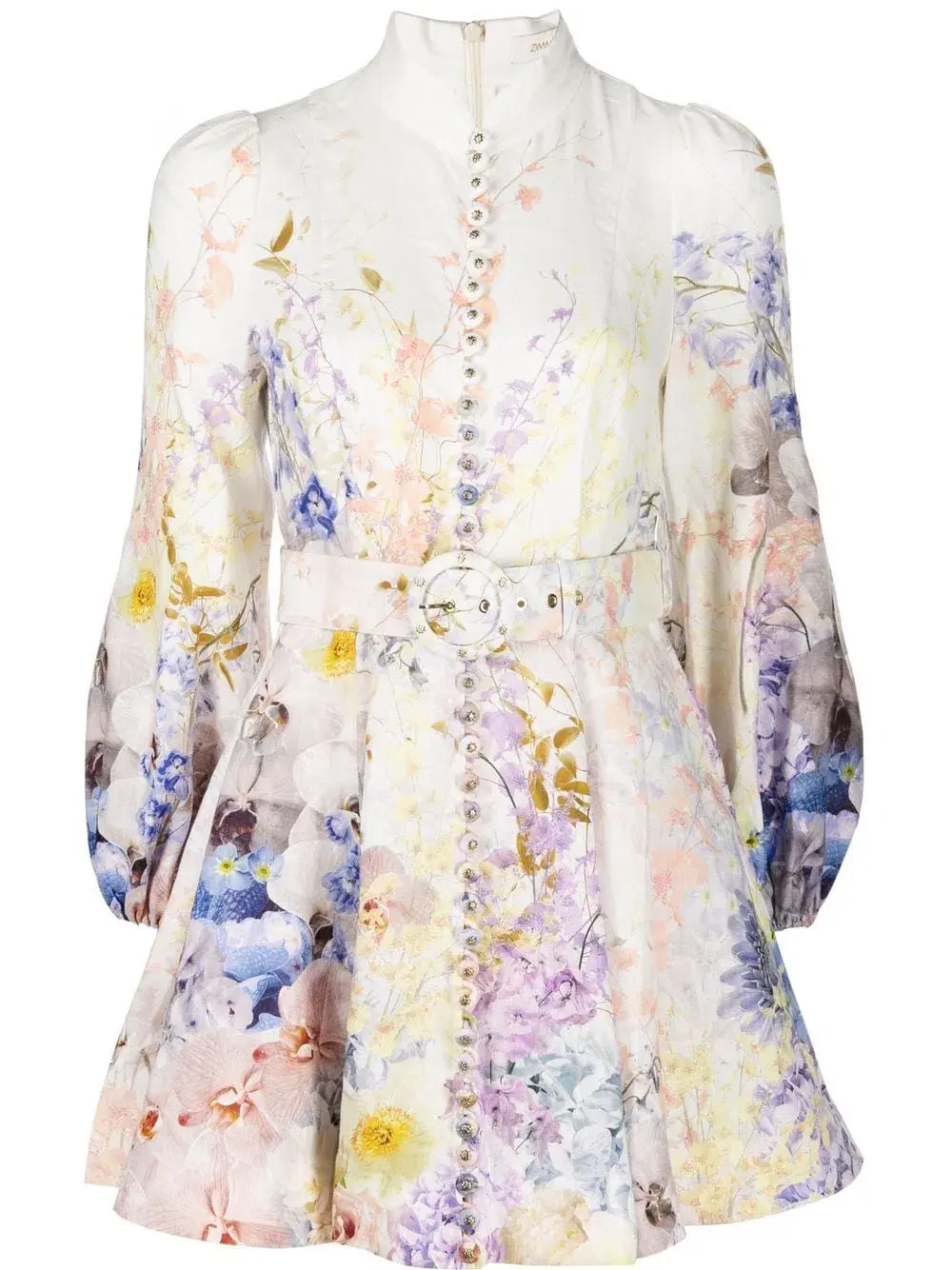 Zimmermann The Rhythmic Buttoned Mini Dress Citrus Garden Size 10 - Image 3