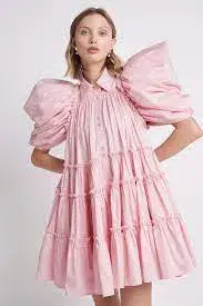 Aje Swift Butterfly Sleeve Smock Dress Pink Size AU 12 for rent on The Volte - main image
