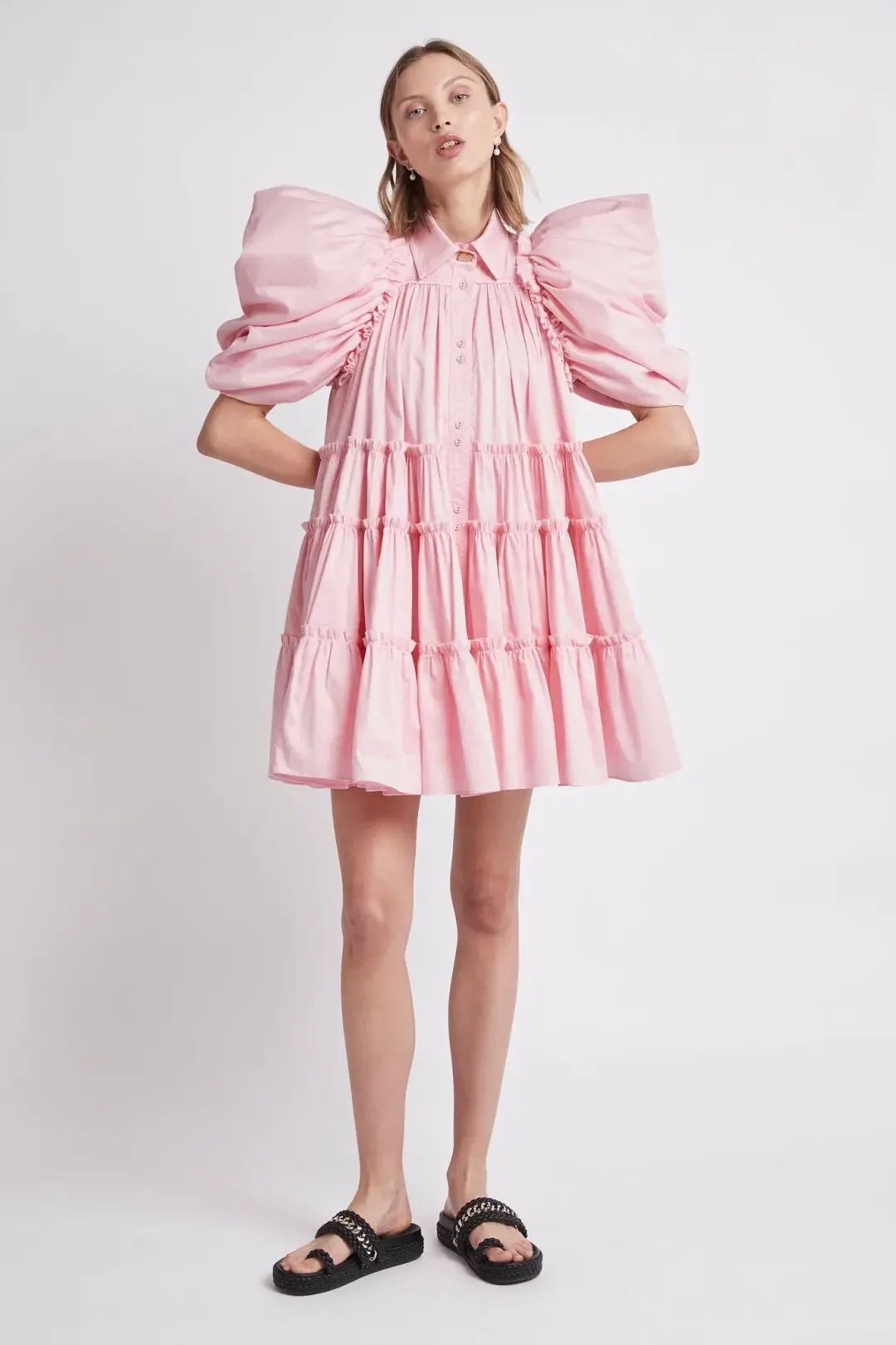 Aje Swift Butterfly Sleeve Smock Dress Pink Size AU 12 for rent on The Volte - main image