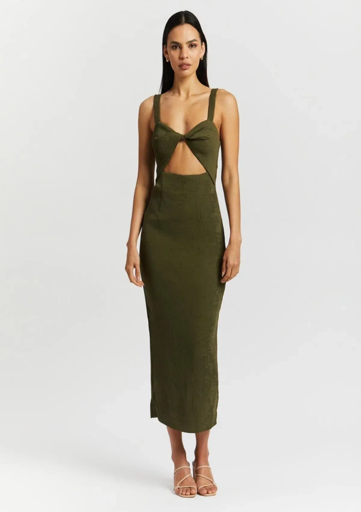 Shona Joy Simone Fitted Cut Out Dress Olive Size 8  - Image 1
