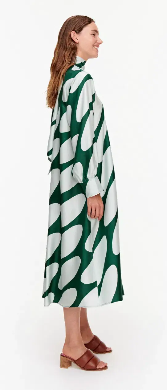 Marimekko Aatoilee Linsii Silk Dress Print  Green Size AU 6 - Image 2