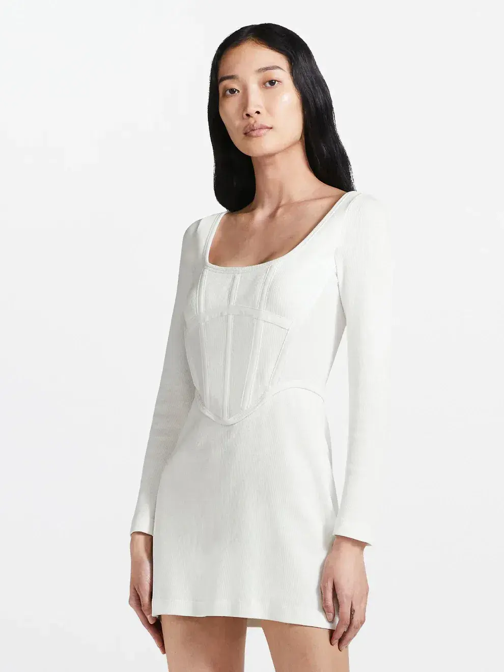 Dion Lee Rib Corset Mini Dress Ivory Size 4 - Image 3