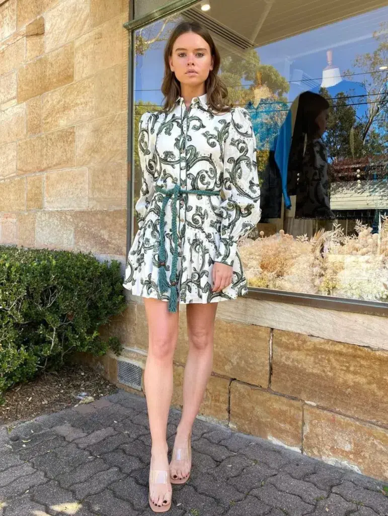 Kate Ford Zelie Short Shirt Dress Print Size 8  - Image 3