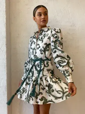 Kate Ford Zelie Short Shirt Dress Print Size 8  - Image 1
