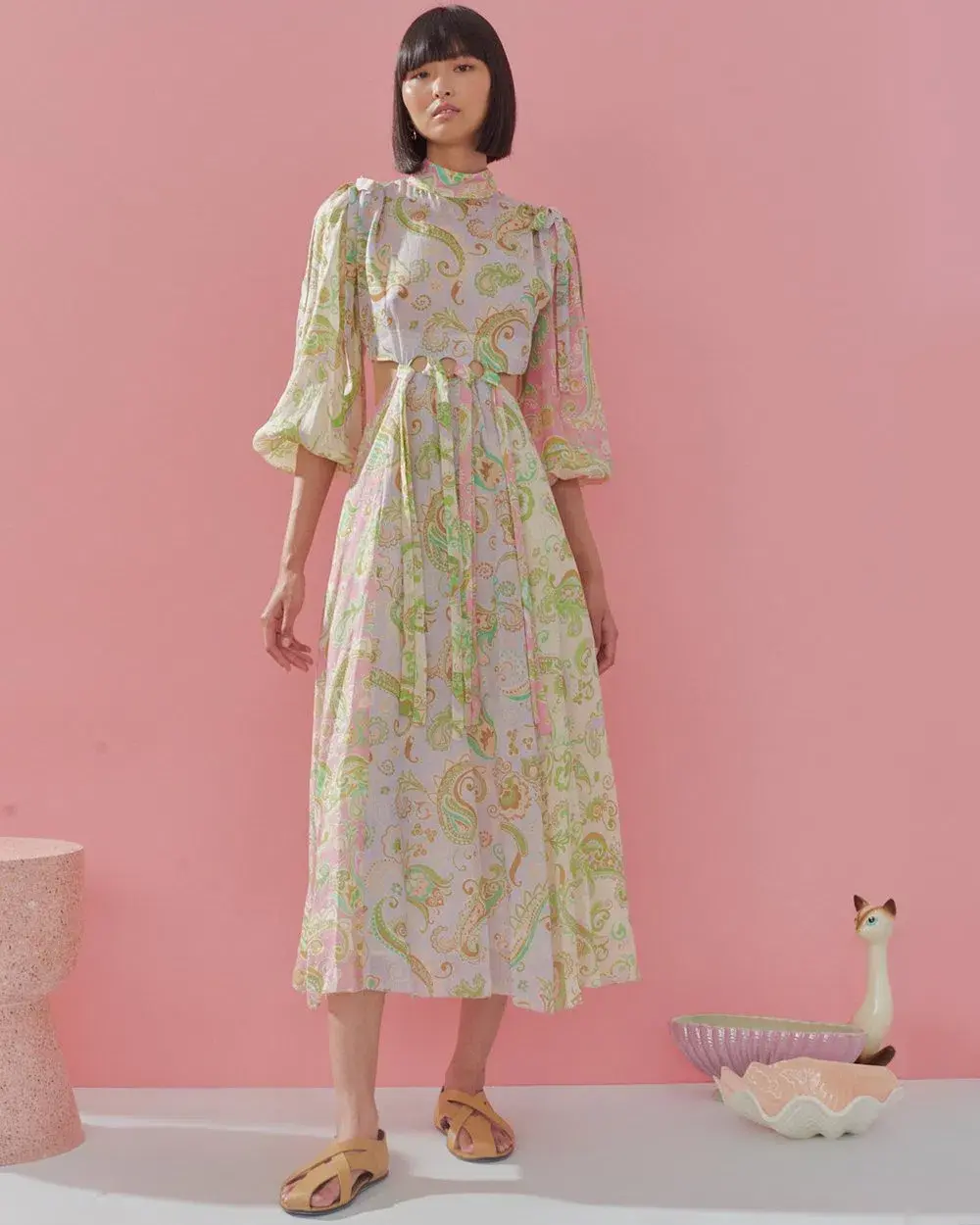 Alemais Marta Cutout Midi Dress Print Size 8 - Image 1