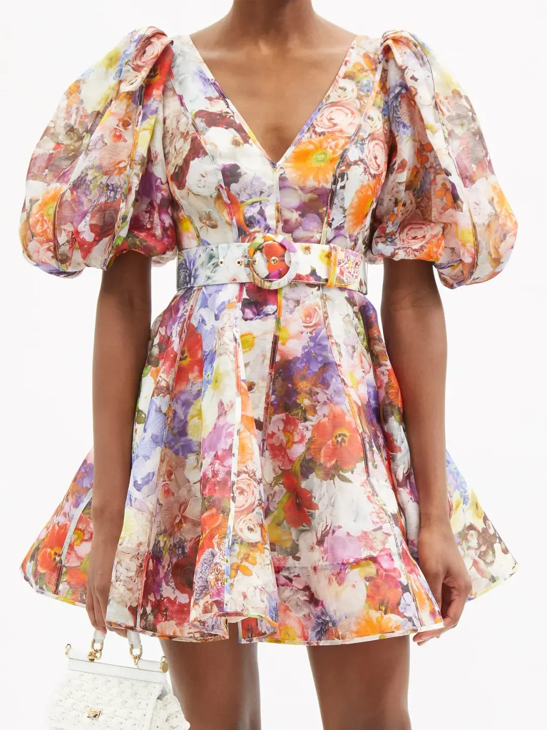 Zimmermann Prima Balloon Sleeve Floral Linen Dress Multi Floral Size 1 / Au 10 for rent on The Volte - main image