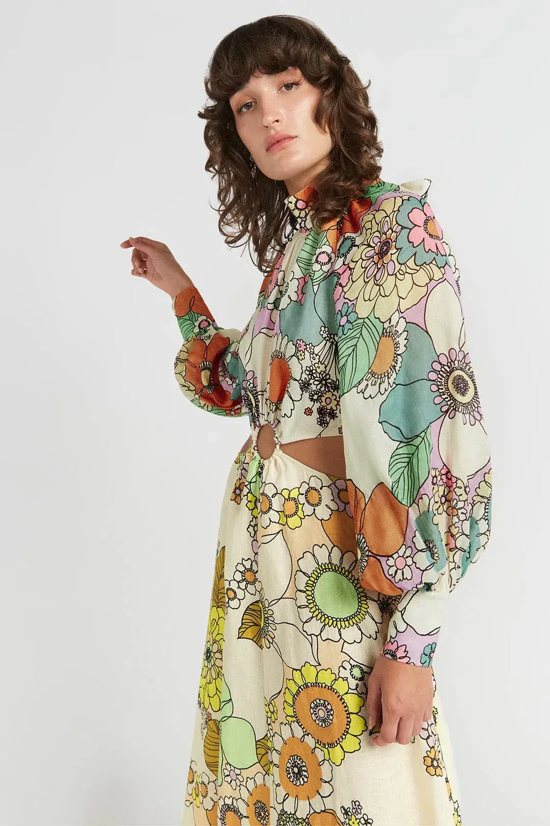 Alemais Farrah Cut Out Midi Dress Print Size 10 for rent on The Volte - main image