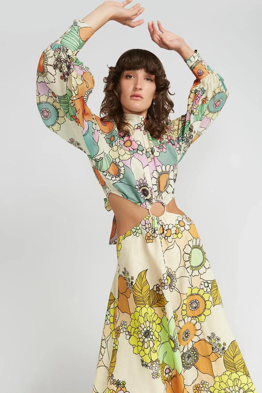 Alemais Farrah Cut Out Midi Dress Print Size 10 - Image 2