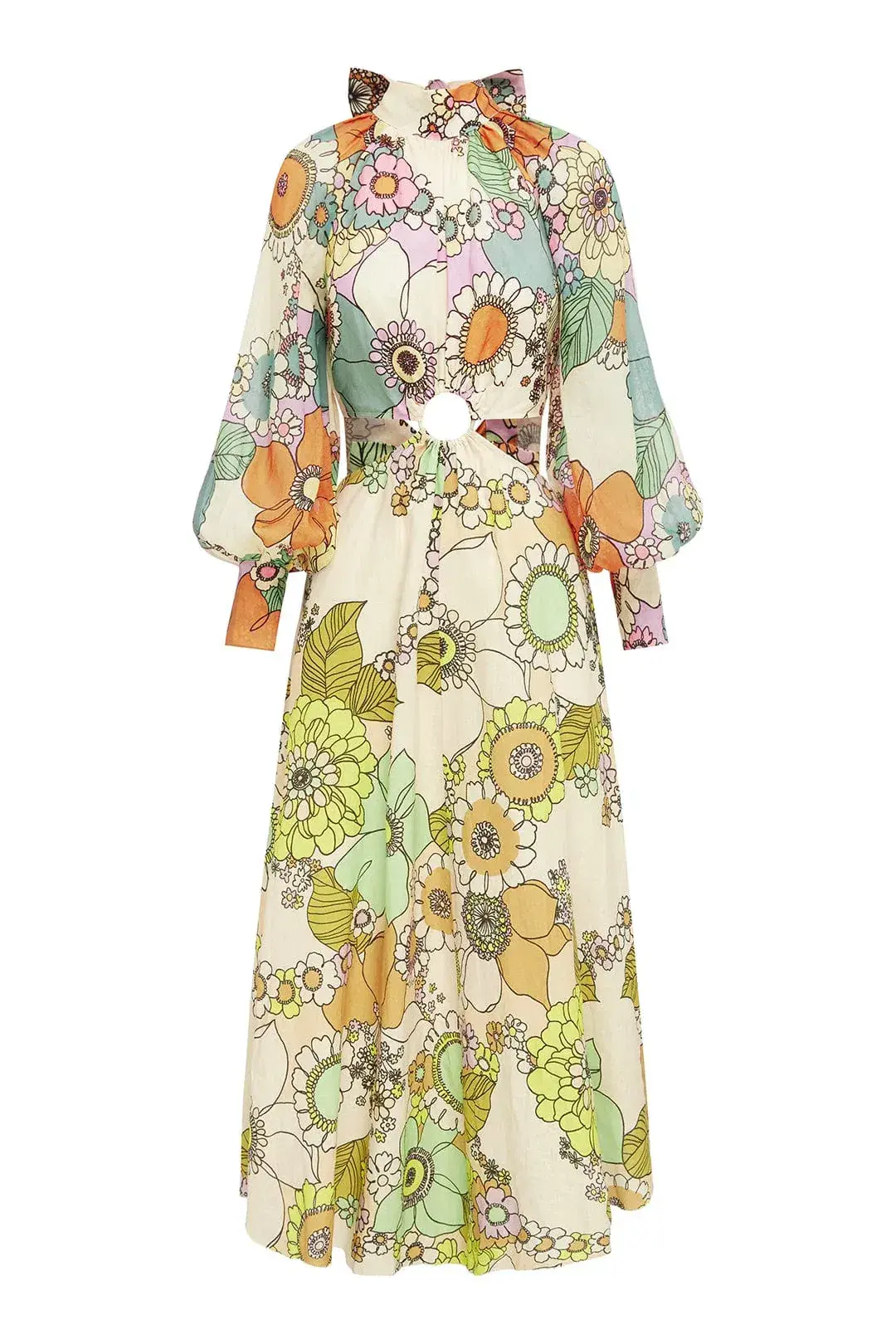 Alemais Farrah Cut Out Midi Dress Print Size 10 - Image 5