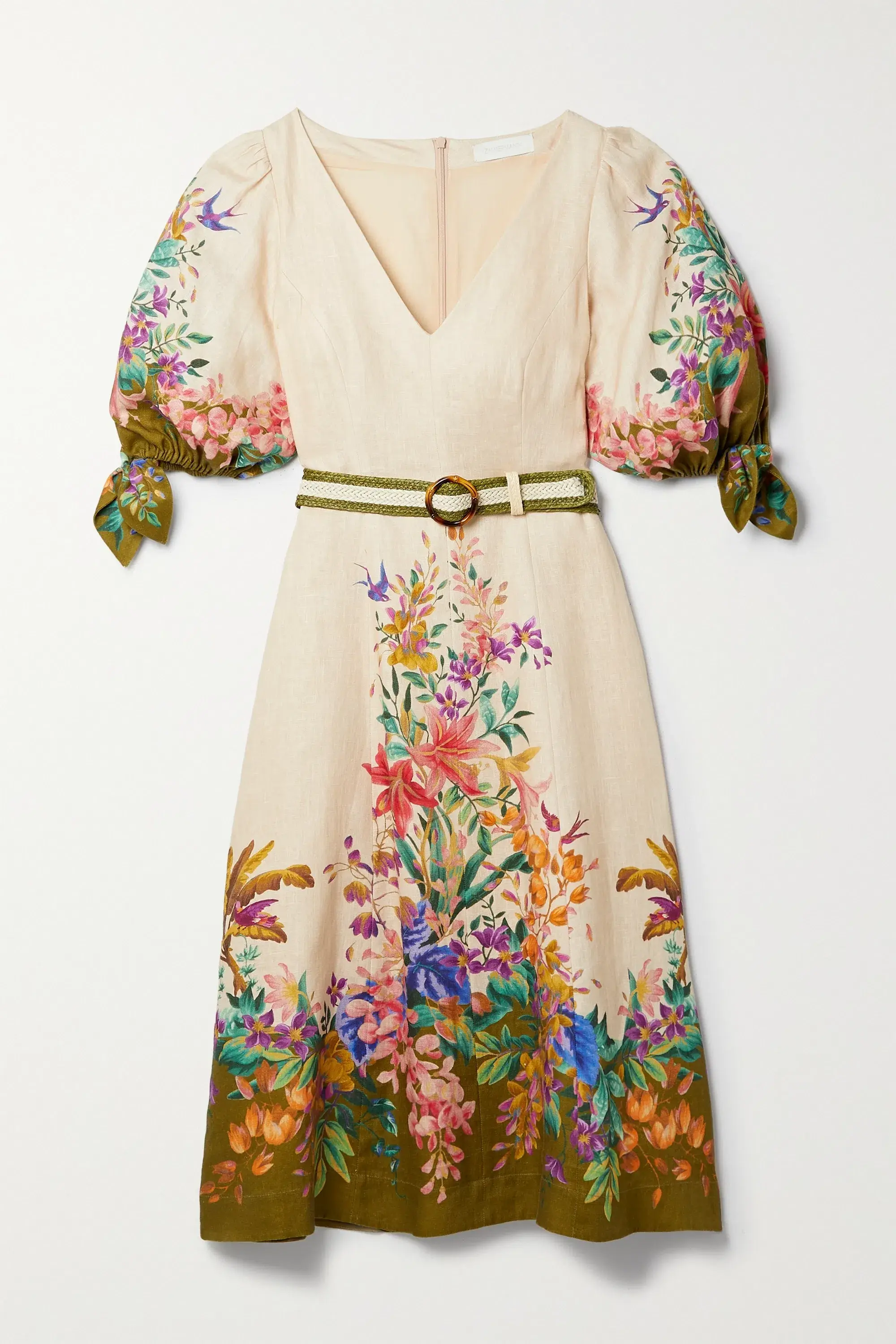 Zimmermann Tropicana Floral Print Linen Dress Floral Cream Size 1 / AU 10 - Image 3