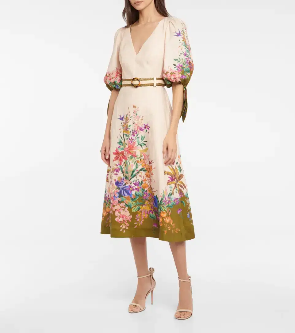 Zimmermann Tropicana Floral Print Linen Dress Floral Cream Size 1 / AU 10 - Image 1