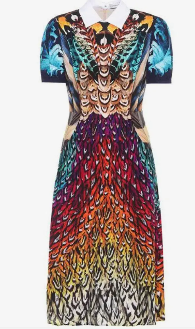 Mary Katrantzou Osprey Silk Dress Feather Print Size 6 - Image 3