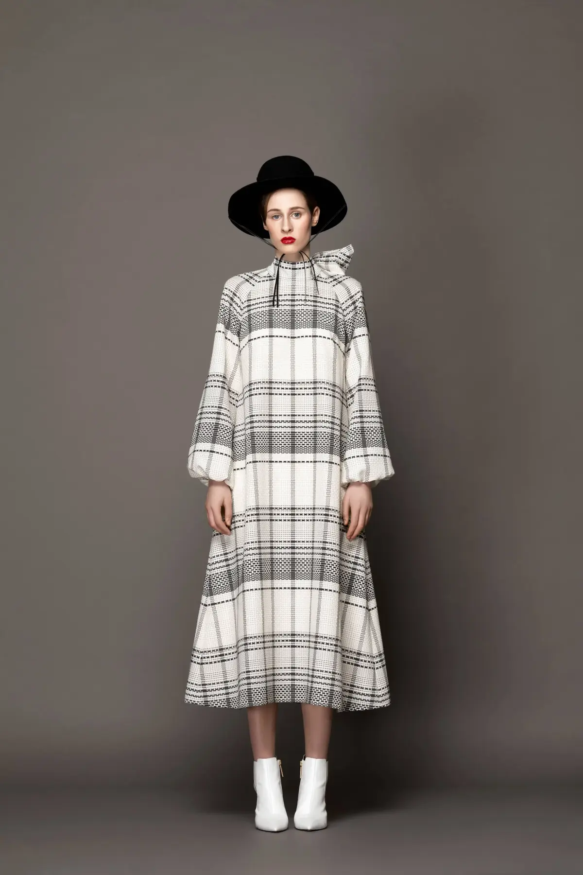 Lilli Jahilo Mary A-line Plaid Dress Woven White Size AU 6 - Image 1