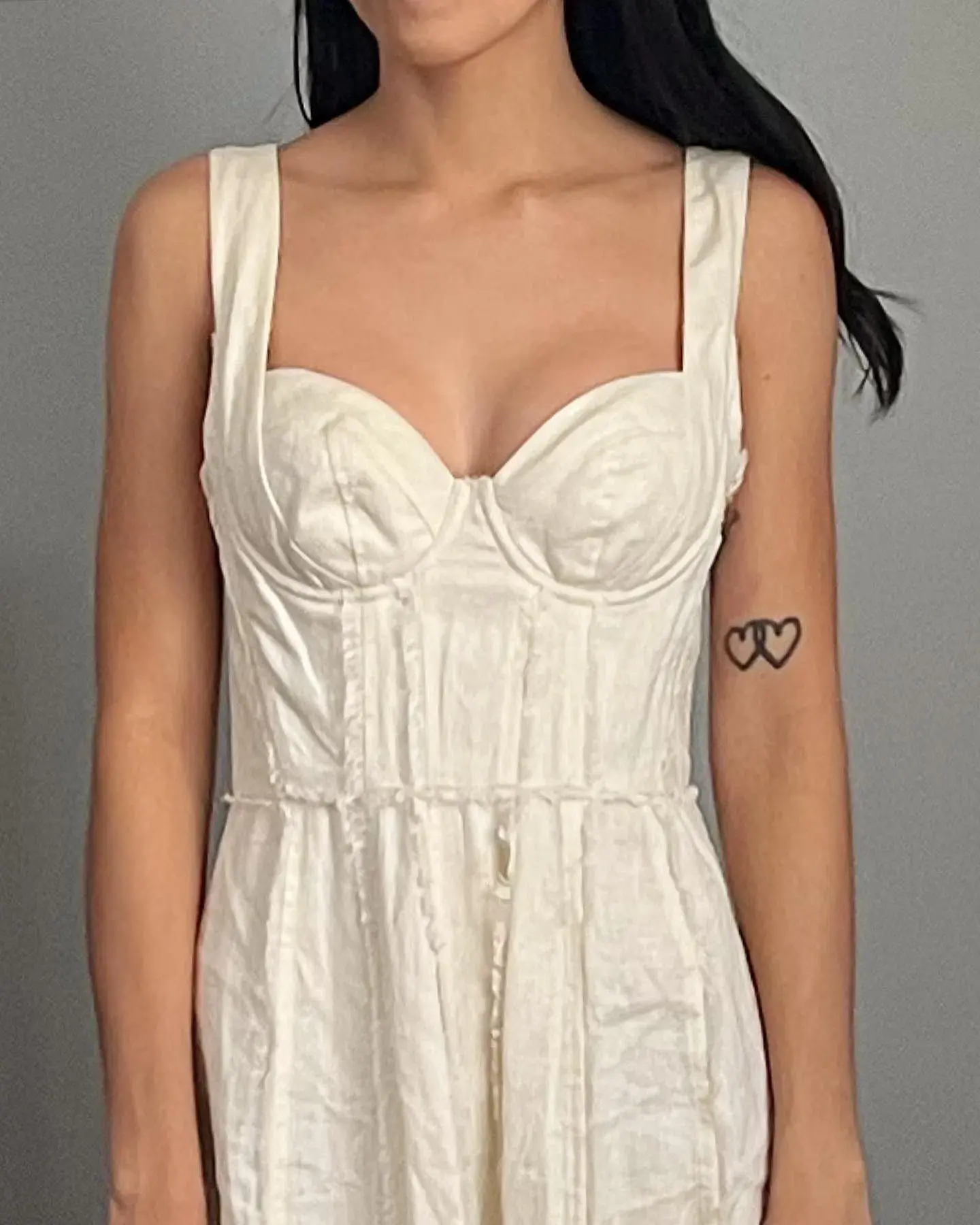 Auteur Studio Ruby Frayed Linen Dress Cream Size XS  - Image 2
