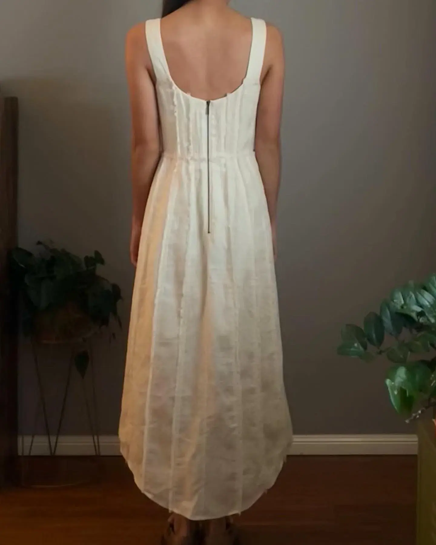 Auteur Studio Ruby Frayed Linen Dress Cream Size XS  - Image 3