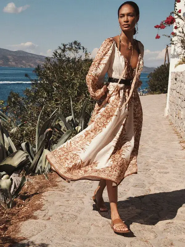 Zimmermann Moonshine Printed Linen Midi Dress Print Size 2 - Image 3