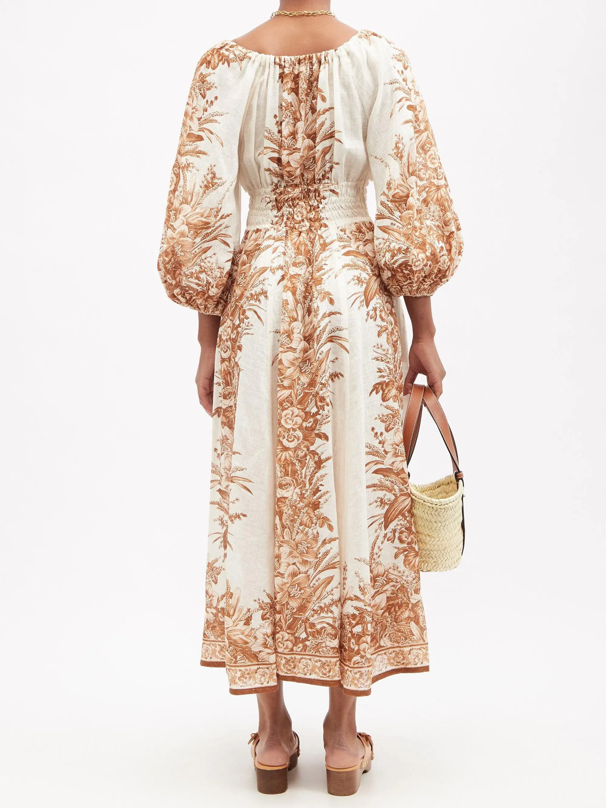 Zimmermann Moonshine Printed Linen Midi Dress Print Size 2 - Image 2