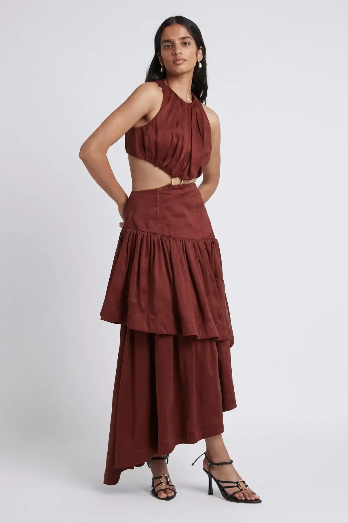 Aje Caliente Cut Out Dress Maroon Red Size 8 - Image 3
